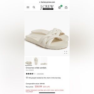 J. Crew Factory Cream Crisscross Slide Sandals